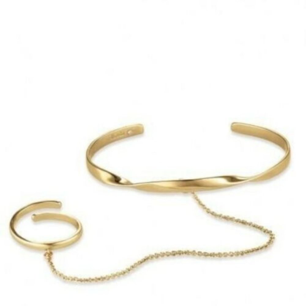 STELLA & DOT Bridge Gold Bracelet With Ring